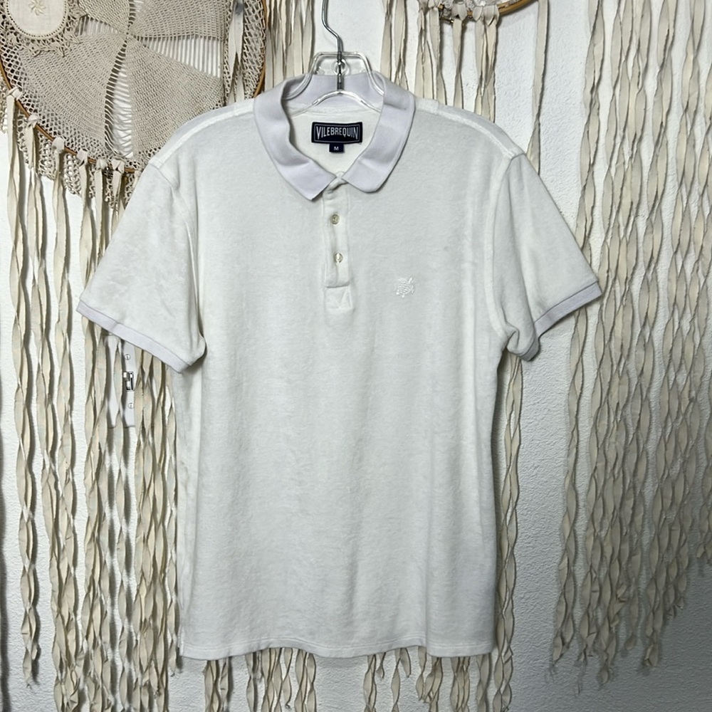 Vilebrequin White Terry Cloth Short Sleeve Polo Size M